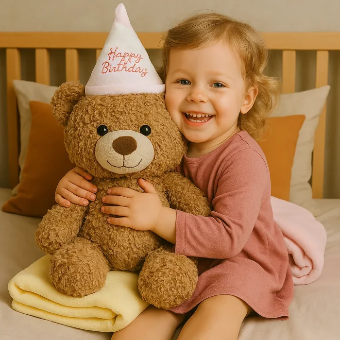 عروسک خرس قهو ه ای پتو دار